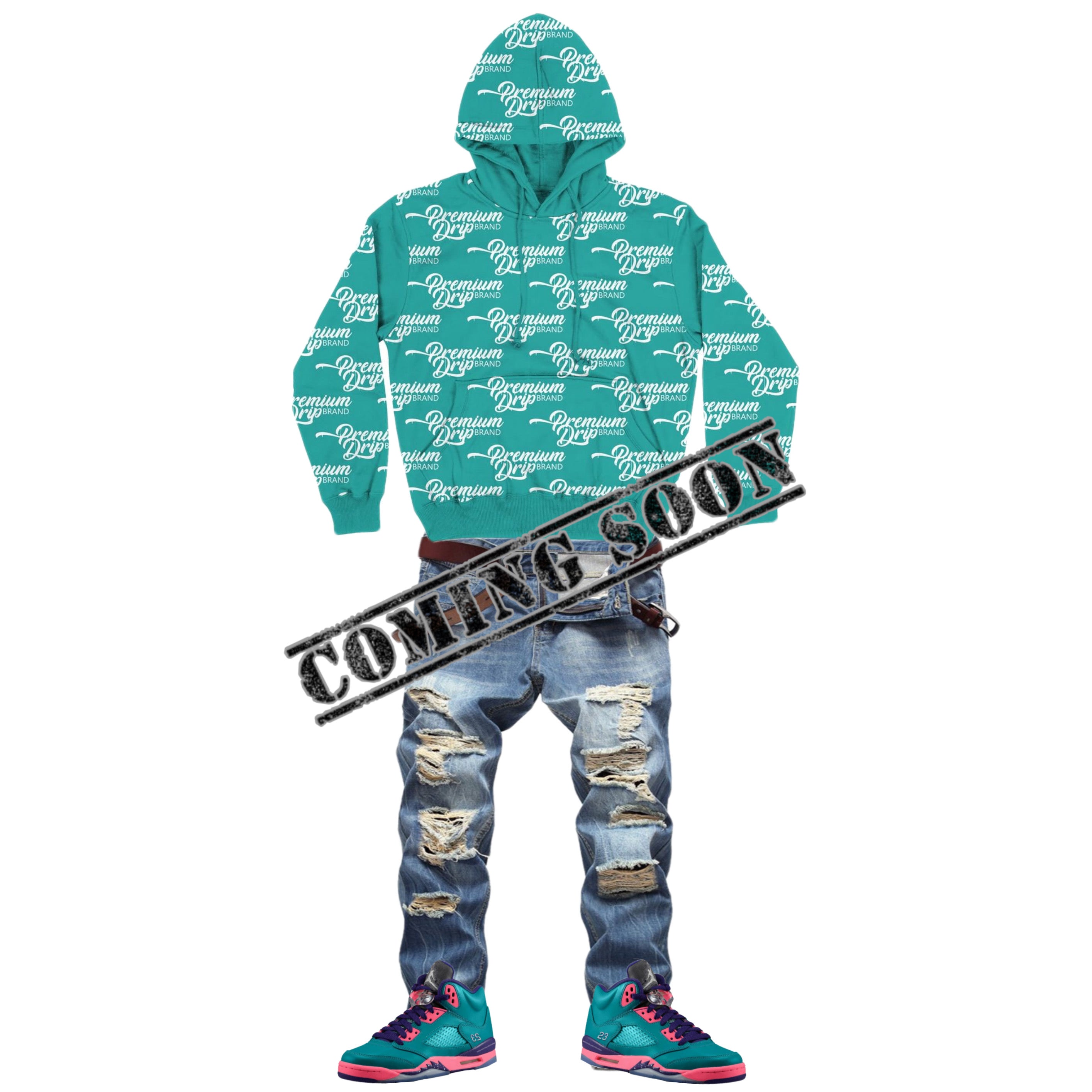 OUTLINE DRIP HOODIE TEAL, GmarShops